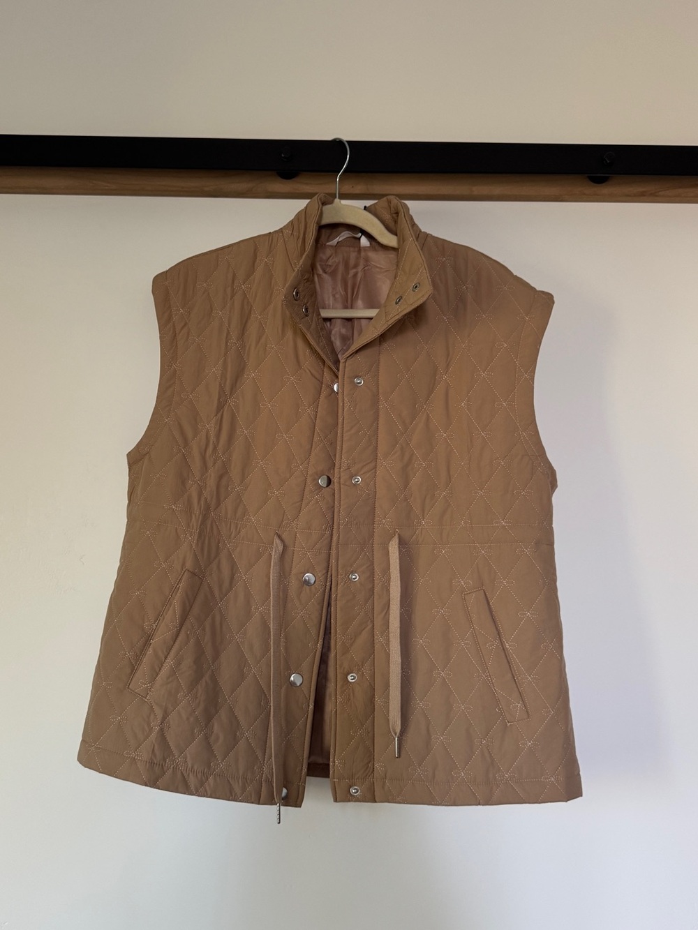 Quilted Sleeveless Vest Jacket - Tan